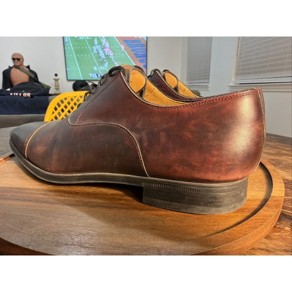 Magnanni 16949 Men’s Size 8 M Brown Leather Dress Shoes Cap Toe Brogue Oxfords